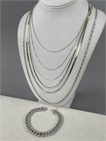 Sterling Silver Necklaces and 1 Bracelet