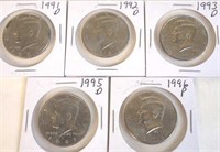 5 - Kennedy Half Dollars