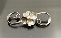 Sterling silver Four Leaf Clover brooch pin
