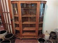 Antique Oak Display Cabinet with Oak Shelves