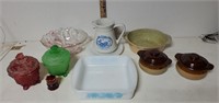 Lot of Vintage Glassware, Fireking,  crocks, &