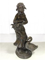 20c BRONZE REPRODUCTION OF GIRL W/ GOOSE 25.5" T
