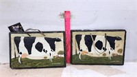 2 - Warren Kimble Cow Painted on Slate Tile Wall H