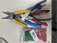 Wire cutters, wire strippers, wire nuts