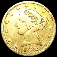 1882 $5 Gold Half Eagle NICELY CIRCULATED