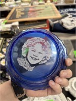 VTG SHIRLEY TEMPLE BLUE GLASS PLATE