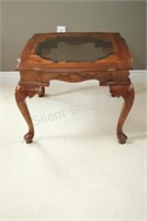 Classic Side Wood Frame & Glass Top Table