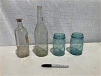 Vintage Bottles, Green Pint Jars