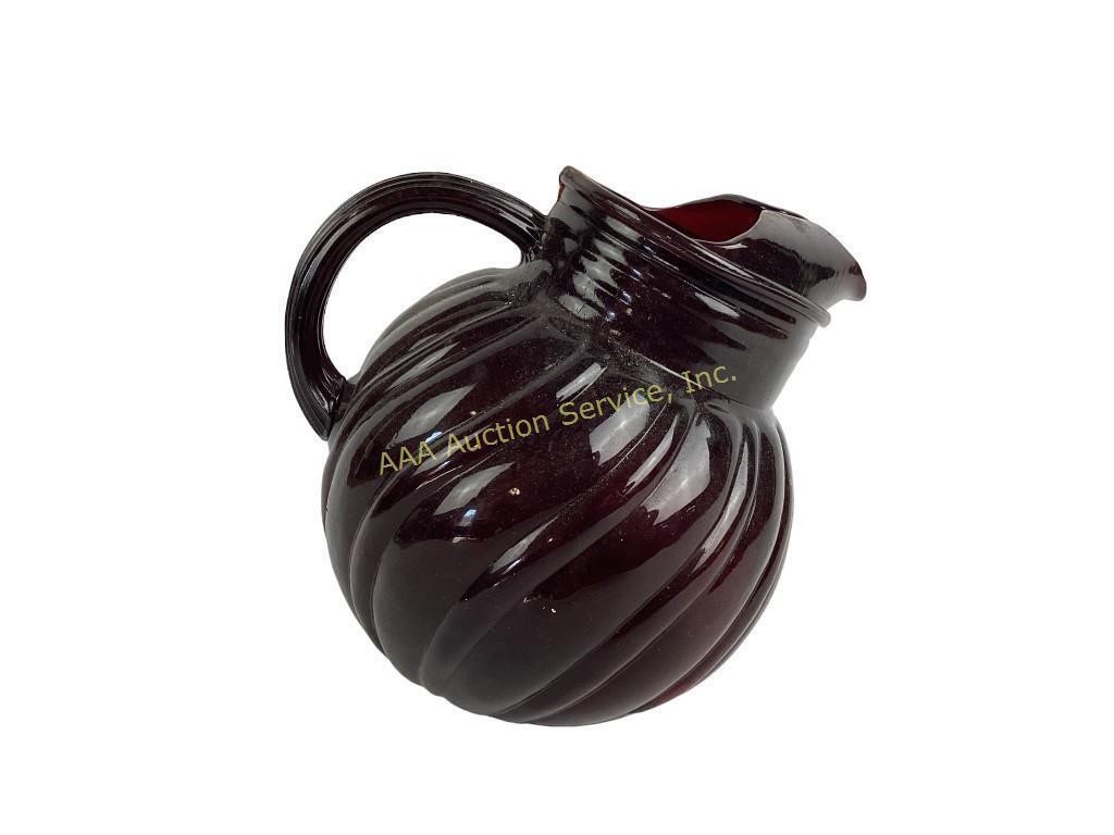 Ruby glass ball pitcher