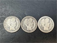 1914, 1914-D, 1914-S Barber Quarters