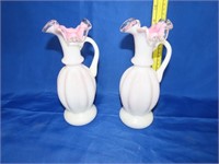 Pair of Pink Ruffle Pitchers