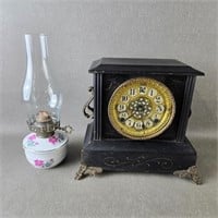 Vintage Gilbert Mantle Clock with a Princess House