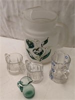 Ice Lip Pitcher, Sugar, Creamers, Green is 3"