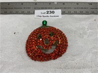 Beautiful Rhinestone Pumpkin Brooch Pin