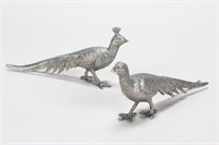 Pair of Silver Plate Cast Pheasants,