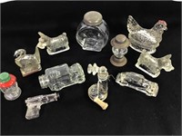 Fantastic Lot of 11 Antique Glass Candy Containers