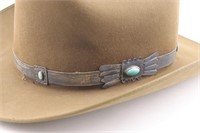 Native American Silver & Turquoise Hat Band w/ Hat