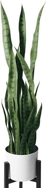 Flybold Faux Snake Plant  36in White Pot