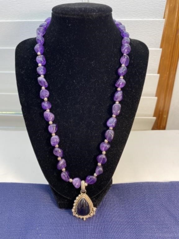 Sterling silver purple necklace