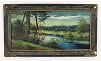 1920-30s Oil On Board Landscape Scene