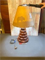 UNIQUE, VINTAGE WOODEN TABLE LAMP WITH