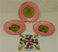 Continental Majolica Plates and Tile.