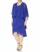 SLNY Women's 14W Plus Chiffon Tier Jacket Dress