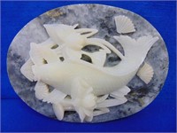 Soap Stone Koi Fish Relief Carving