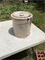 Louisville Pottery Crock with lid- see crack
