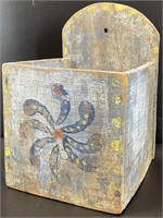 Antique PA Dutch Style Folk Art Hanging Salt Box