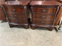 PR OF CHERRY BANDED TALL NIGHTSTANDS