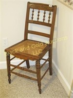 Caned seat straight back oak chair