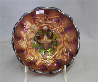 M'burg Grape Wreath 7" IC shaped bowl - amethyst