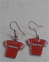 NFL Womens Glitter Jersey Dangle Earrings 49ers