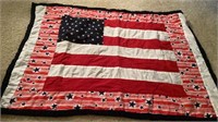 Handmade American flag quilt, 76" x 65” quilt