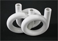 Toyo Ikebana Triple Ring Porcelain Tube Vase