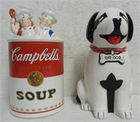2 Cookie Jars, Campbell Soup & Big Dog