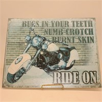 Ride On Metal Sign  12x16