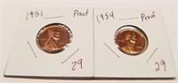 1951, ’54 Cent Proofs