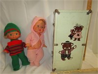 Doll Trunk with Dolls & Clothes