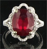 14kt Gold 8.35 ct Oval Ruby & Diamond Ring
