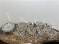 8 FOSTORIA CUBIST CUPS AND SAUCERS4 1/4" X 2 3/4"