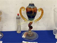 HAND BLOWN ART GLASS OIL LAMP