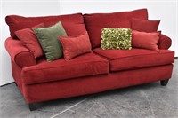 CLASSY Plush Corduroy Red Sofa / Couch with Accent