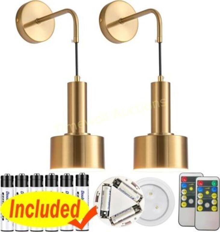 Wall Sconces Set of 2  Battery Operated  Gold