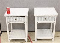 Pair of Wicker End Tables ~ 17" x 17" x 25"