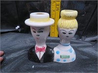 Vintage Man & Woman (Candle Holder?) 5" x 4&1/2"