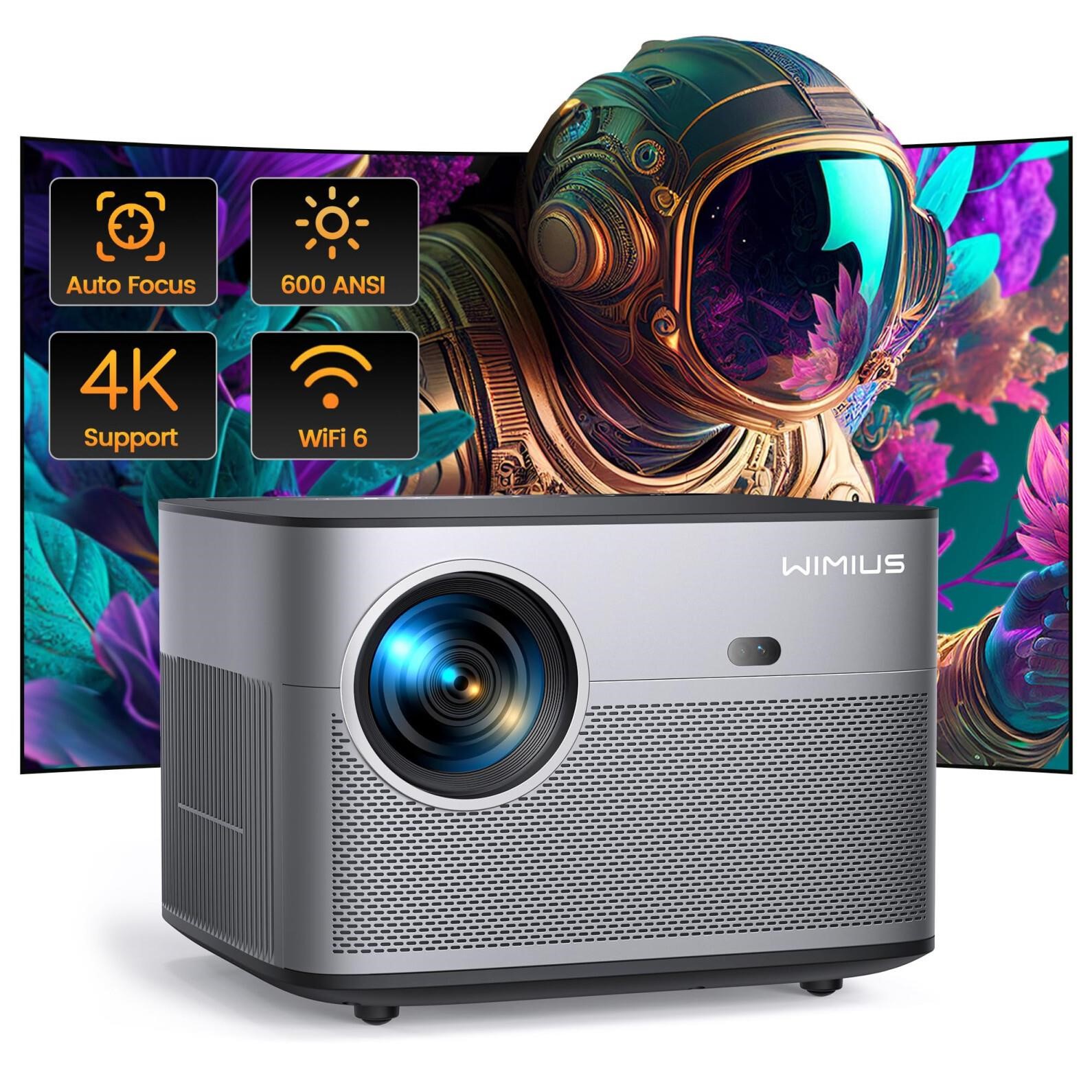 [Auto Focus/Keystone] 4K Projector with WiFi 6 and