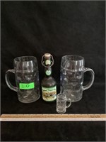 Vintage Beer Mugs and Bottle