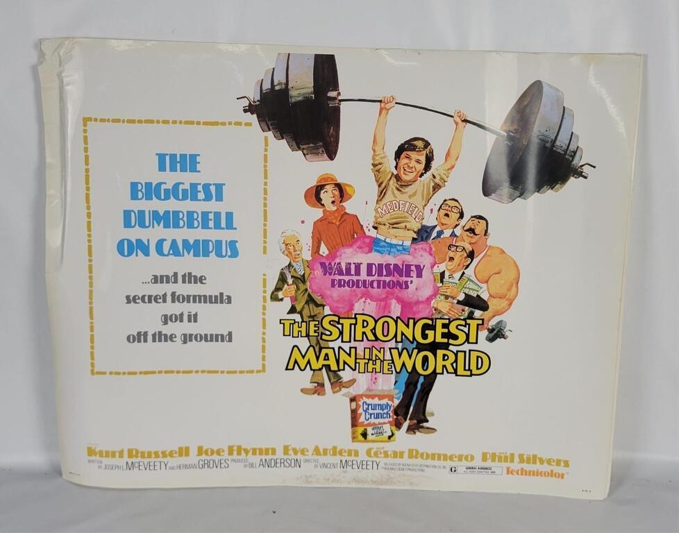 4 Vtg Disney Strongest Man In World Posters